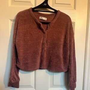 Pink cashmere look Hollister pink long sleeve cropped sweater size small